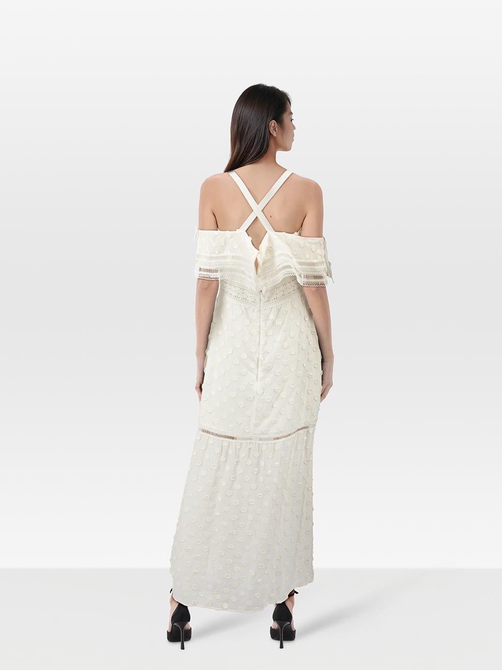 CONDITION is Very good. Minimal wear to the dress is evident. Discolouration on the right shoulder strap, front towards the bust and front drape on this used Self-Portrait designer resale item. Discolouration may need gentle hand wash contrary to