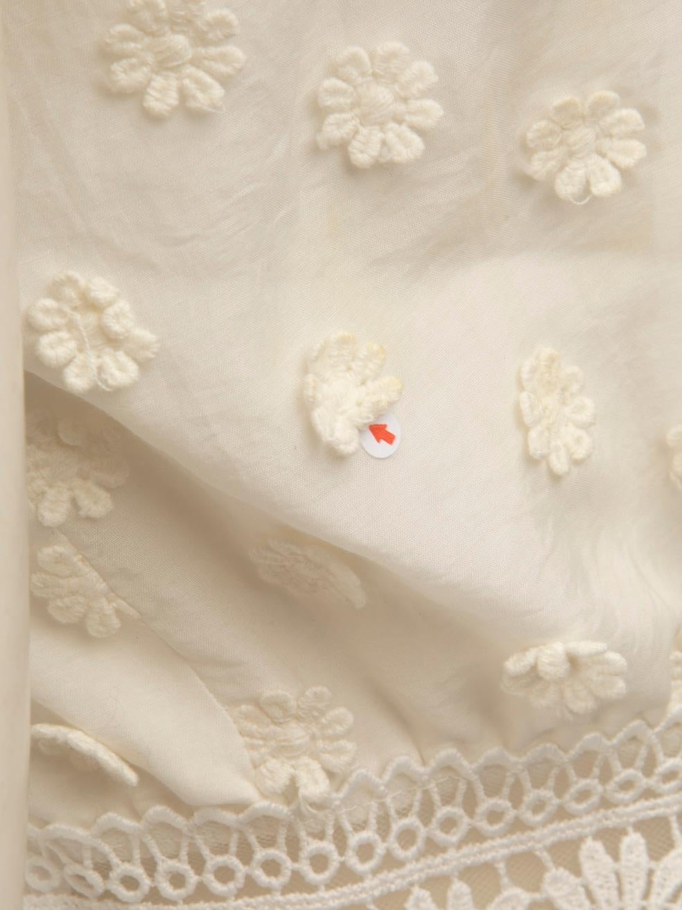 Self-Portrait White Floral Drape Sleeve Detail Dress Size L For Sale 2