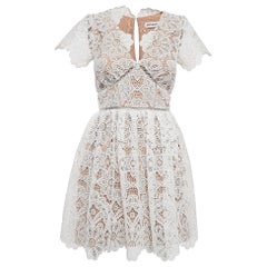 Self-Portrait White Floral Guipure Lace Mini Dress S