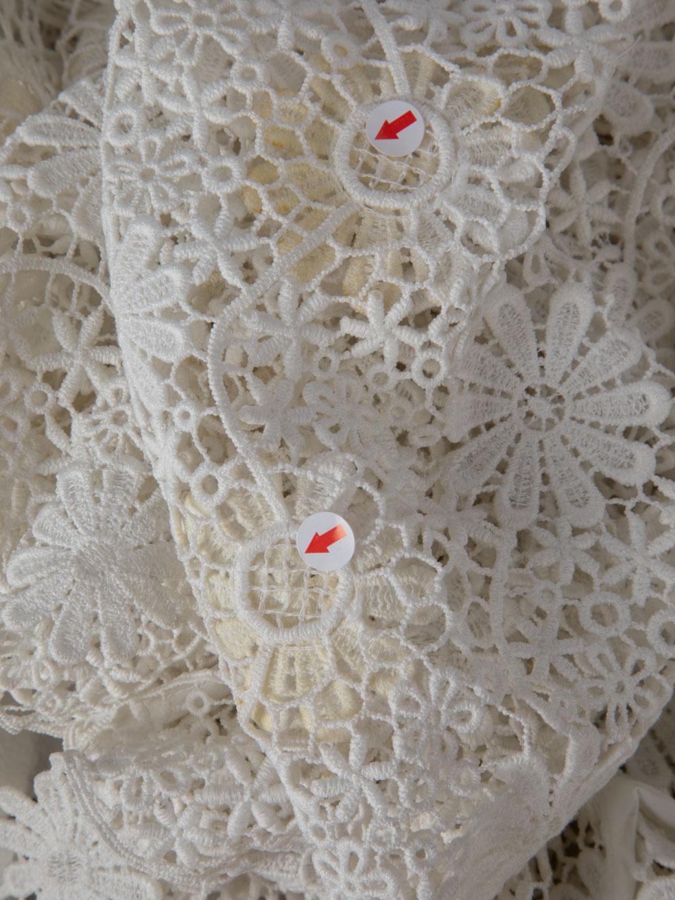 Self-Portrait White Floral Lace Long Sleeve Top Size S 1