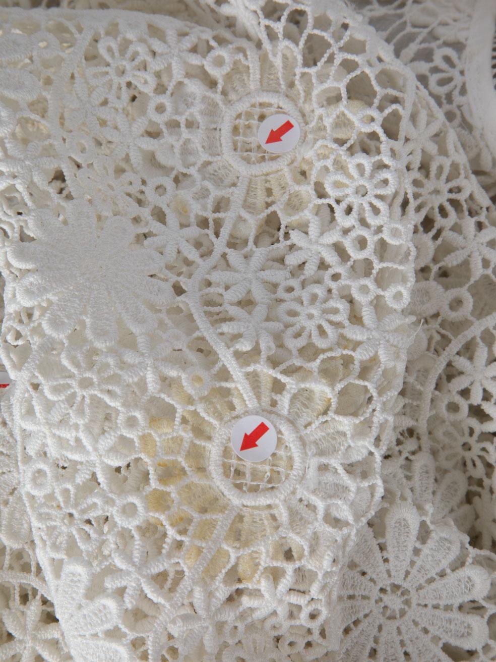 Self-Portrait White Floral Lace Long Sleeve Top Size S 2