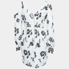 Self-Portrait White Floral Sequin One-Shoulder Mini Dress M