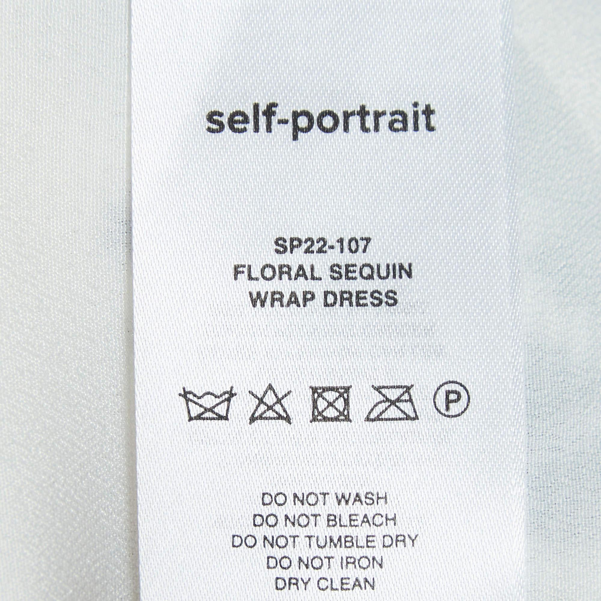 Self-Portrait Blanco Floral Lentejuelas Un Hombro Mini Vestido M en venta 2