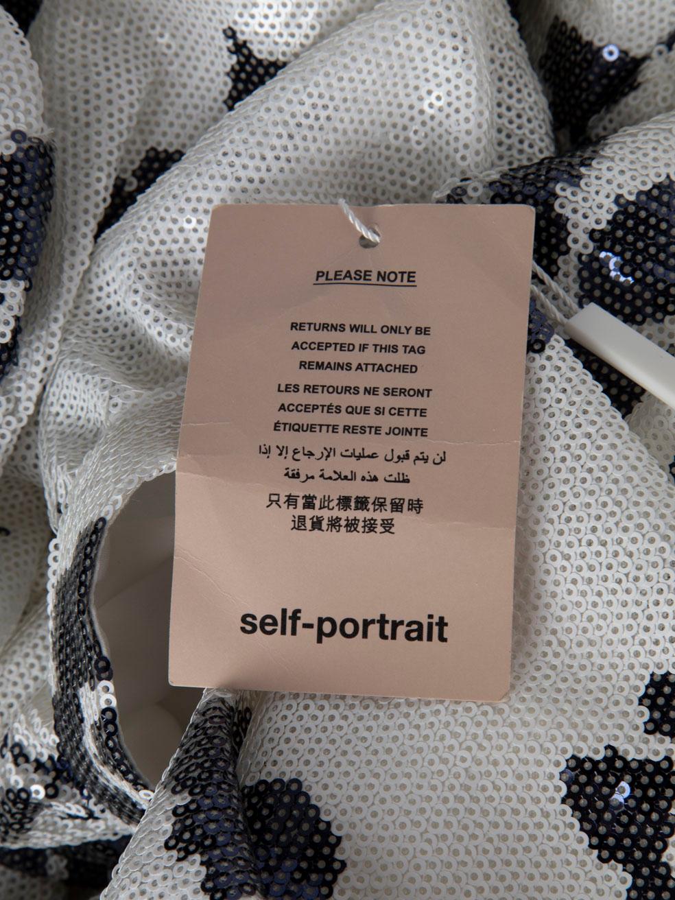 Women's Self-Portrait White Floral Sequinned Dress Size XL For Sale