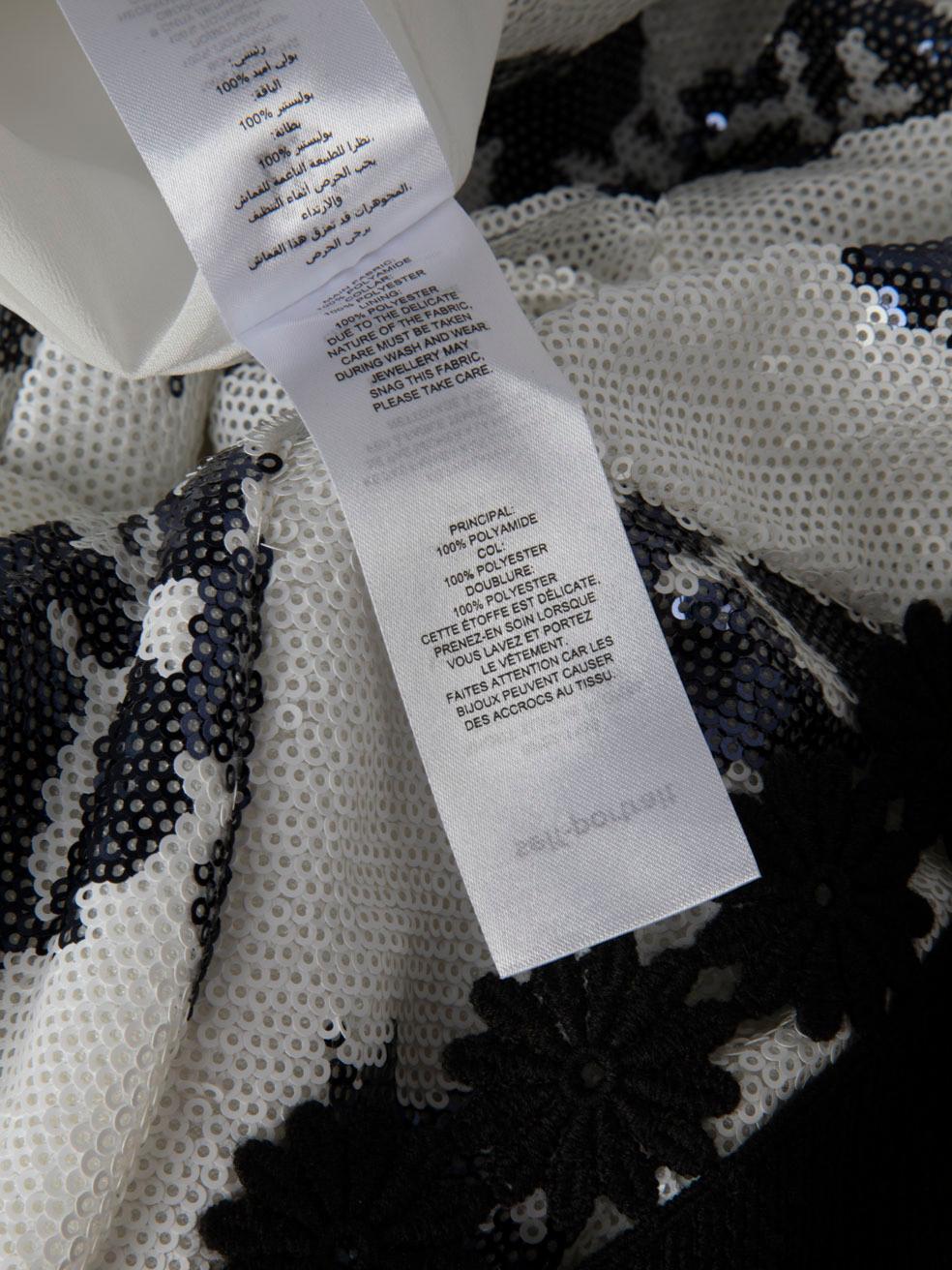 Self-Portrait White Floral Sequinned Dress Size XL For Sale 2