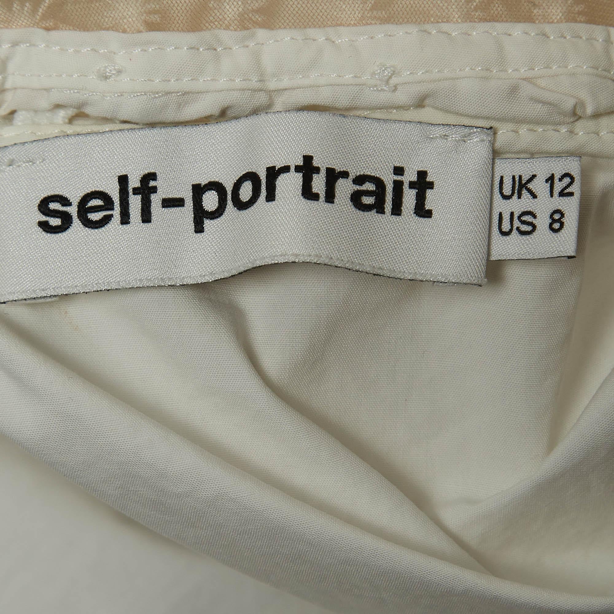 Women's Self Portrait White Guipure Lace Detachable Yoke and Cotton Hudson Top M For Sale