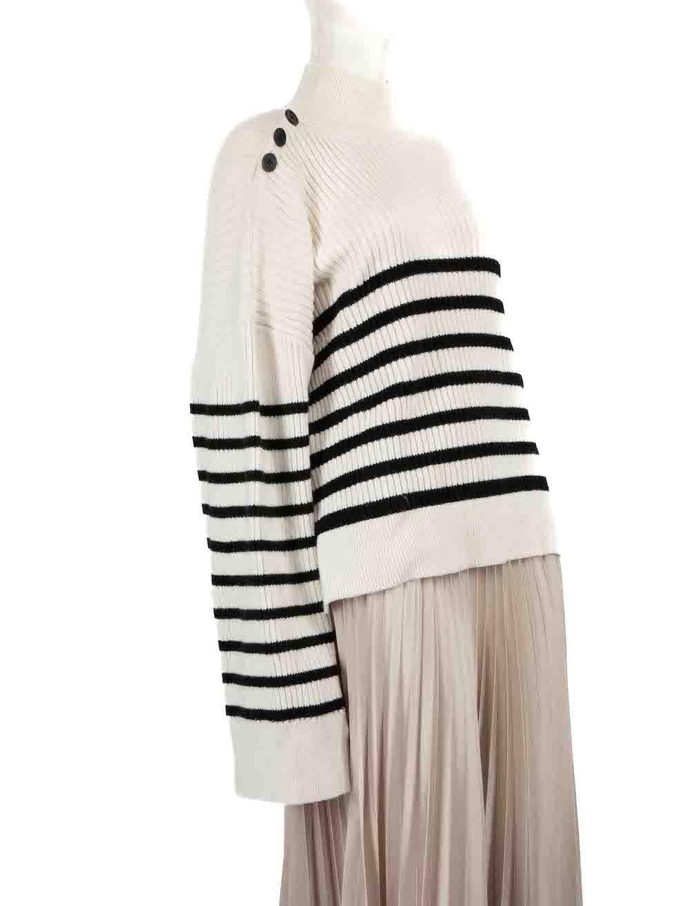 CONDITION is Very good. Minimal wear to jumper is evident. Minimal wear to the centre-front with a pluck to the knit on this used Self-Portrait designer resale item.
 
 
 
 Details
 
 
 White
 
 Cotton
 
 Knit jumper
 
 Mariner stripe pattern
 
