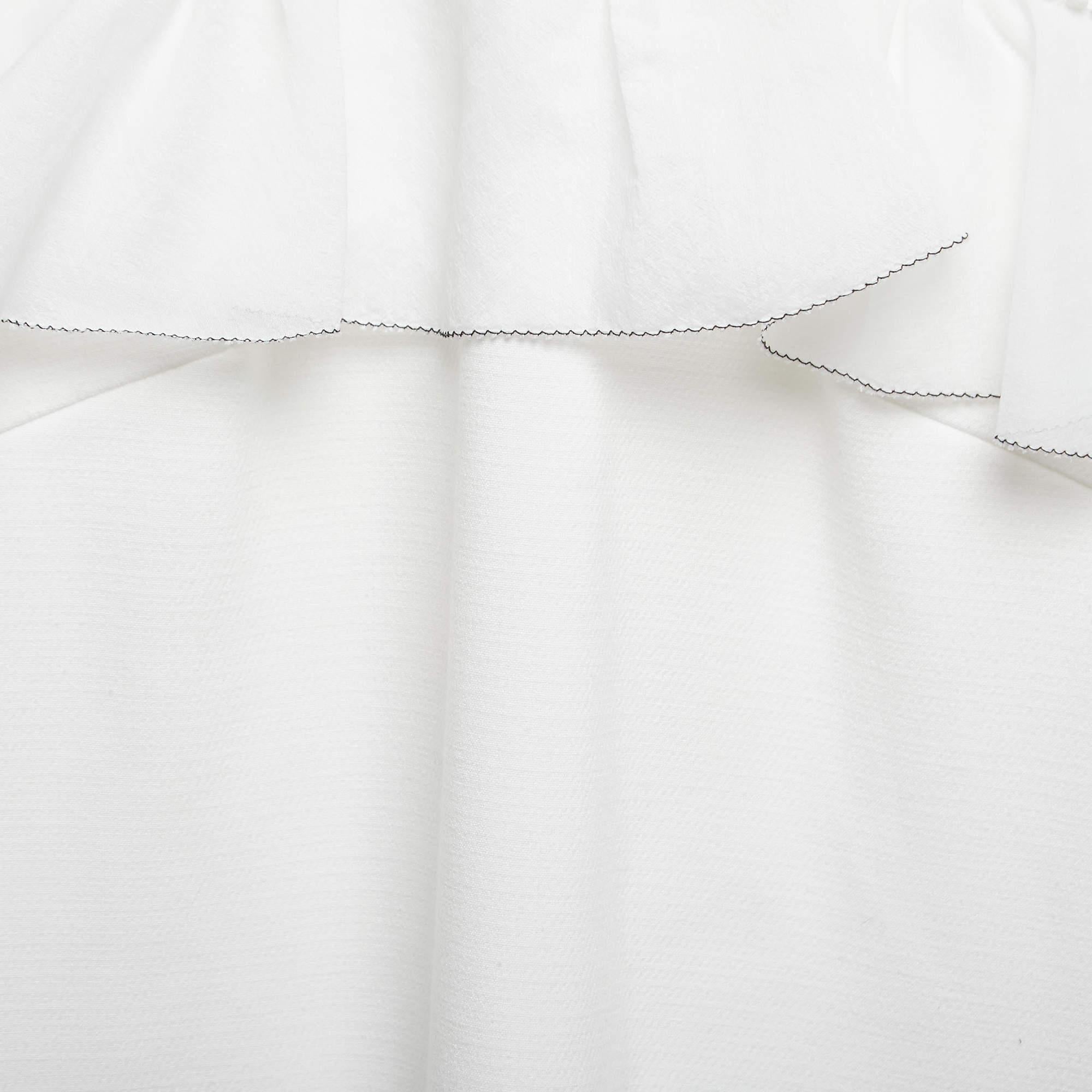 Self-Portrait Minivestido de punto blanco con volantes y sin mangas S Gris en venta