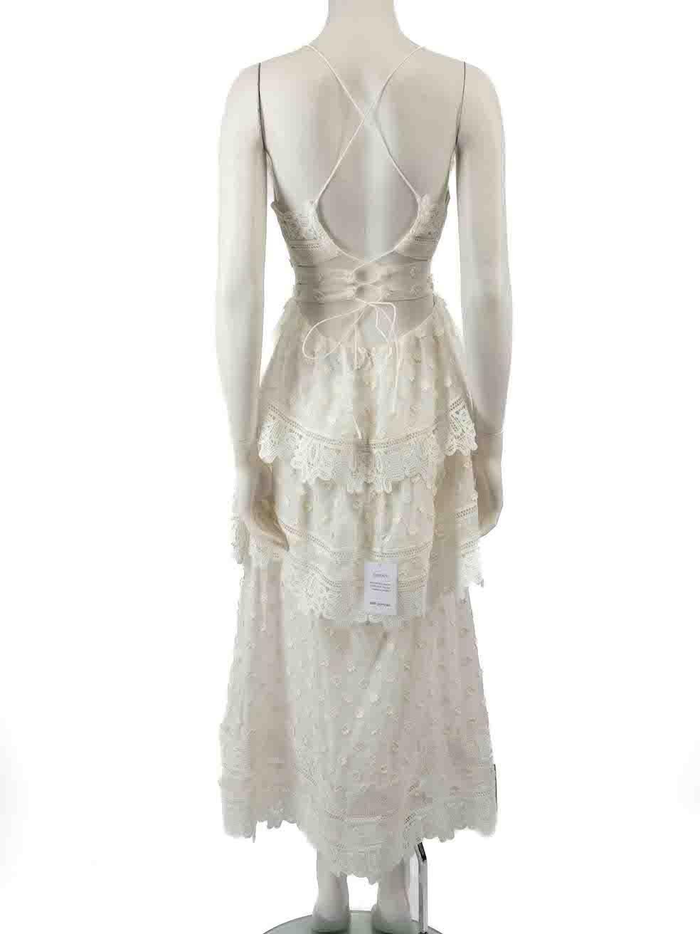 Gray Self-Portrait White Lace Ivy Midi Dress Size XS