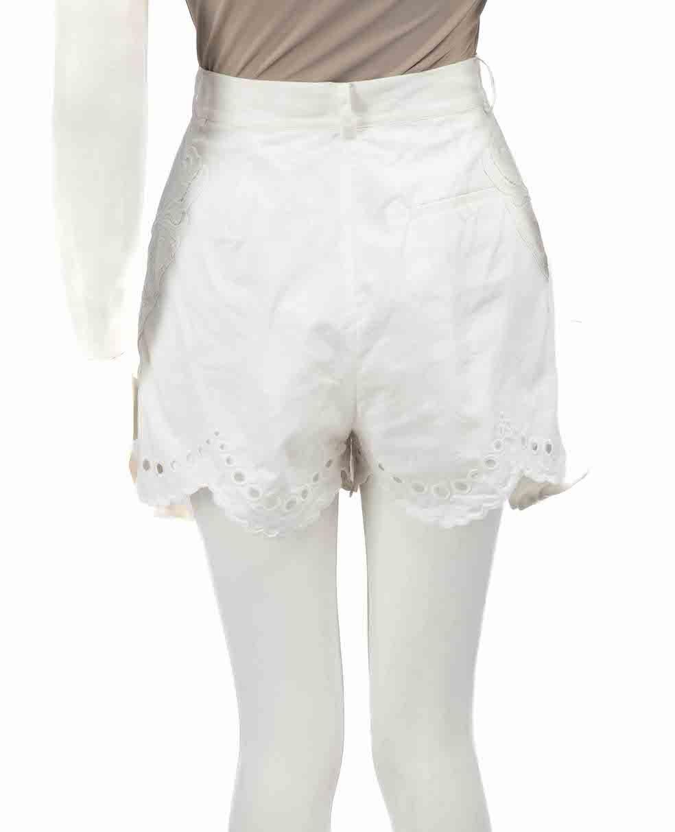 Self-Portrait White Lace Scallop Trim Shorts Size XS In Good Condition For Sale In London, GB
