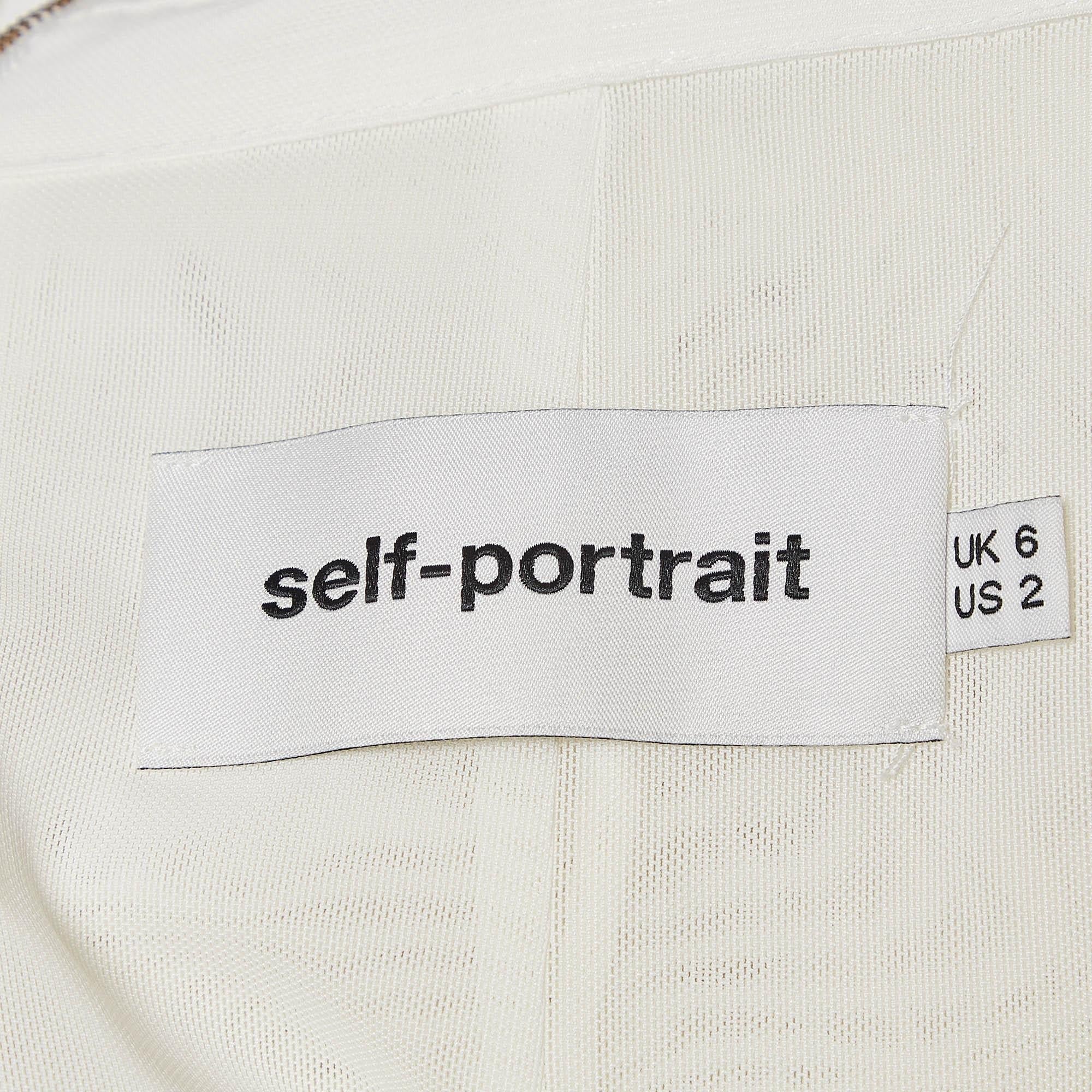 Self-Portrait White Mini Dress Off Shoulder in pizzo a righe S.S. White In condizioni ottime in vendita a Dubai, Al Qouz 2