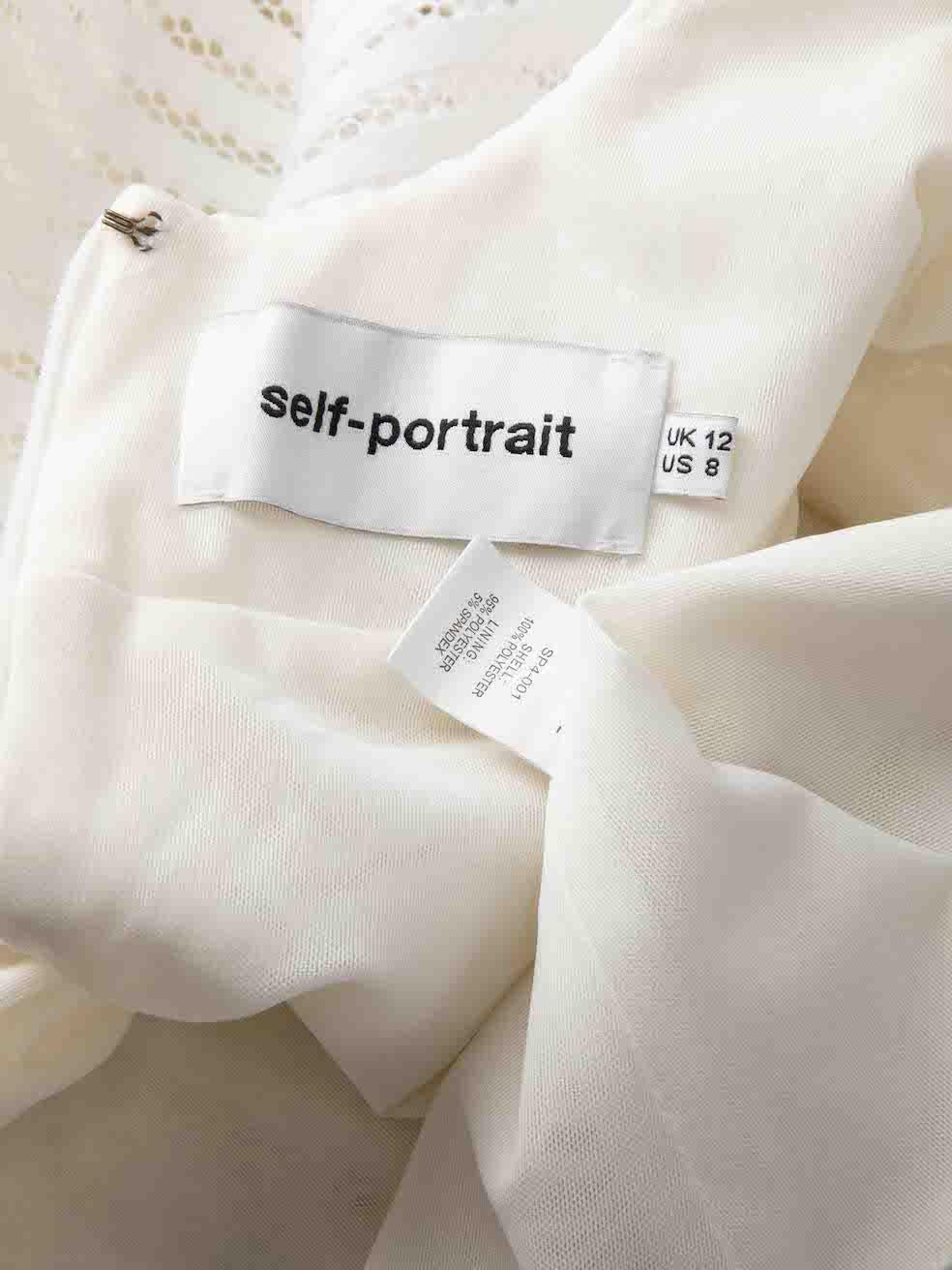 Self-Portrait White Mesh Striped Dress Size L For Sale 1