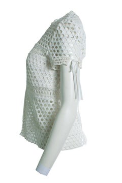 Self-portrait, white open lace top