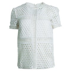 Self-portrait, white open lace top