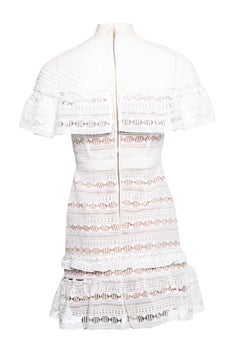 Self Portrait, White ruffled lace mini dress.