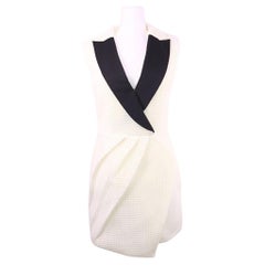 Self-Portrait White Textured Wrap-Style Dress - US 6