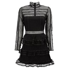 Self-Portrait Women's Black Lace Ruffles Tiered Mini Dress