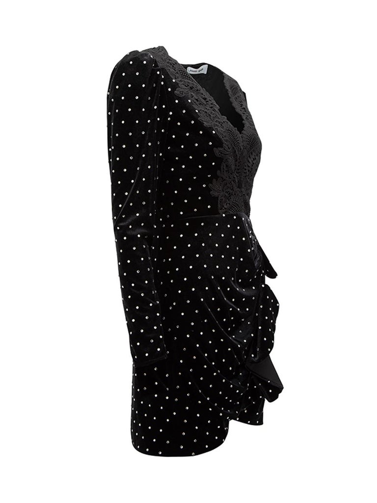 knee length dresses for ladies Black Velvet Mini Dress  self-portrait-US