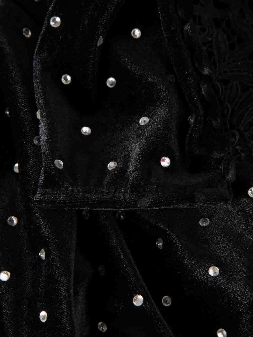 Self-Portrait Women's Black Velvet Jewelled Lace Neck Mini Dress 1