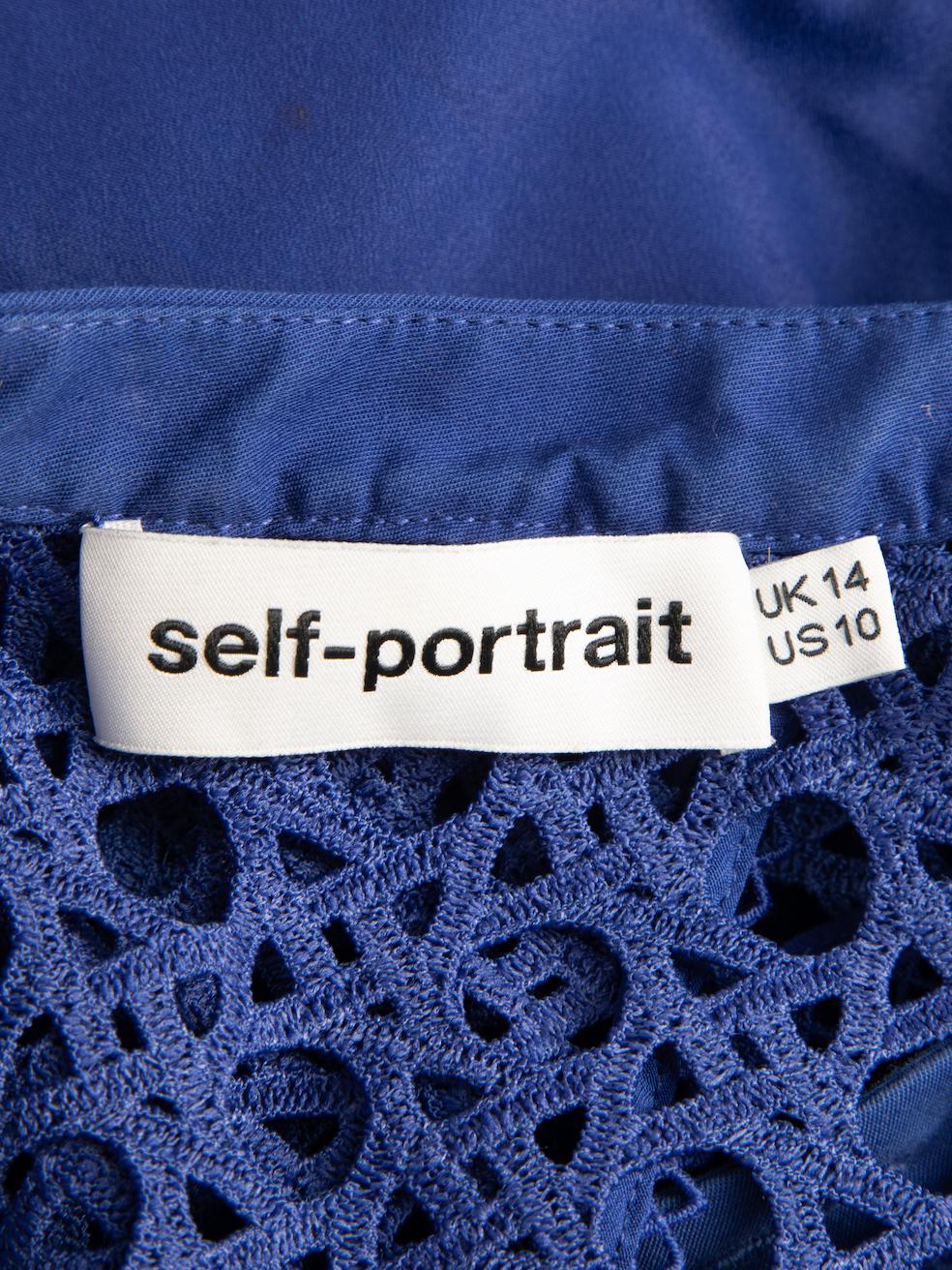 Self-Portrait Women's Blue Lace Sleeveless Knee Length Dress 3
