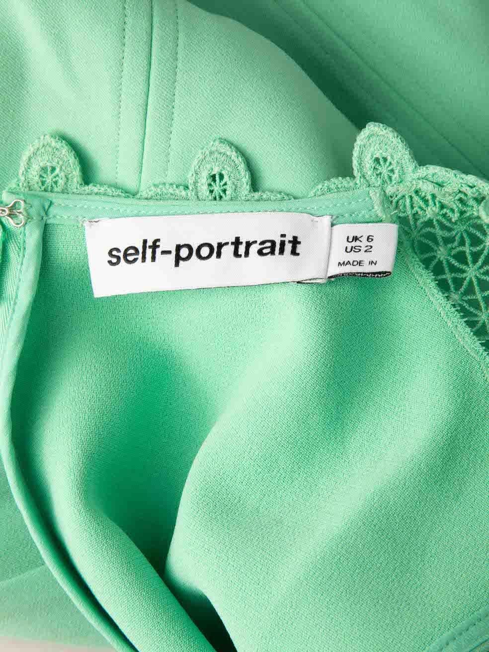 Self-Portrait Women's Mint Green Floral Lace Panel Mini Dress For Sale 2