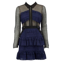 Self-Portrait Women's Navy Hazel Lace Detail Mini Dress