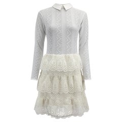 Self-Portrait Women's White Lace Mini Tiered Dress