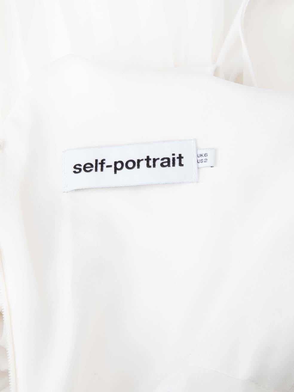 Self-Portrait Women's White V Neck Knot Detail Midi Dress 1