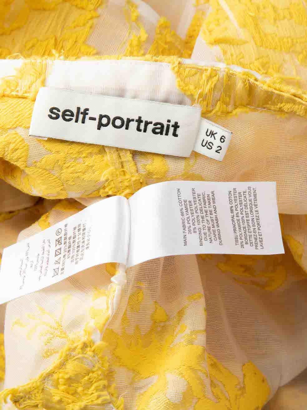 Women's Self-Portrait Yellow Floral Asymmetric Ruffled Top Size XS For Sale
