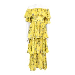 Self-Portrait Yellow Floral Print Tiered Maxi Dress Size XXS Self-Portrait Yellow Floral Print Tiered Maxi Dress Size XXS