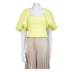 Self-Portrait Yellow Taffeta Oversized Sleeve Top Size S