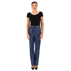 Jeans Self-Portrait con zip e gamba dritta impreziosita