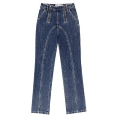 Jeans Self-Portrait con zip e gamba dritta impreziosita
