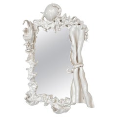 Self Sufficiency Wall Mirror in White Glazed Ceramic by Lucile Rebeirot