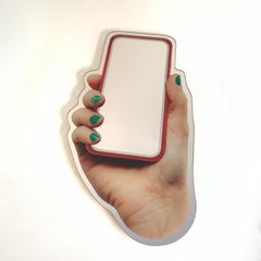 Selfin' Italy N°21/30, Contemporary Shaped Wall Mirror with Printed Smartphone