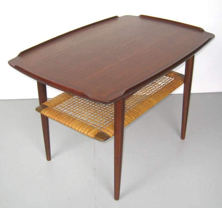Danish modern end table by Poul Jensen for Selig. Stunning piece for your decor. Be sure to check our storefront for many more decorating ideas, from primitives, Machine age, Mid-Century Modern and many pieces of art. Thank you, R.C. 