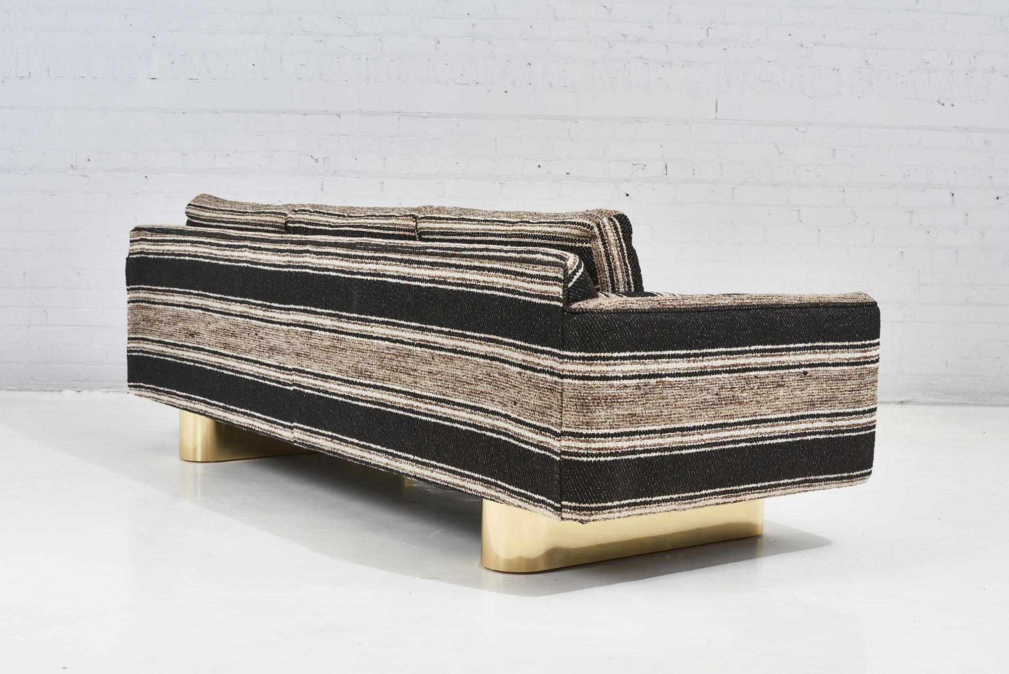 Selig 1970's Sofa on Brass Plinth Bases For Sale 3