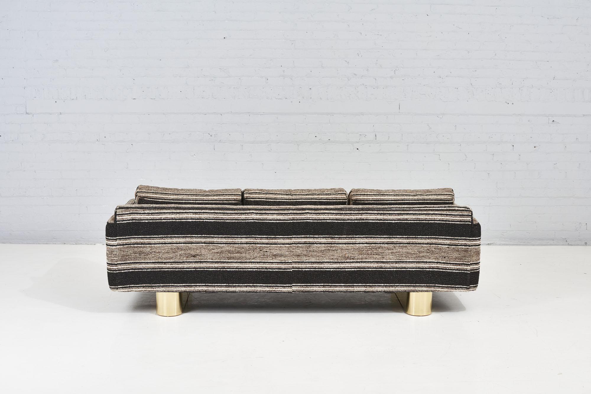Selig 1970's Sofa on Brass Plinth Bases For Sale 2