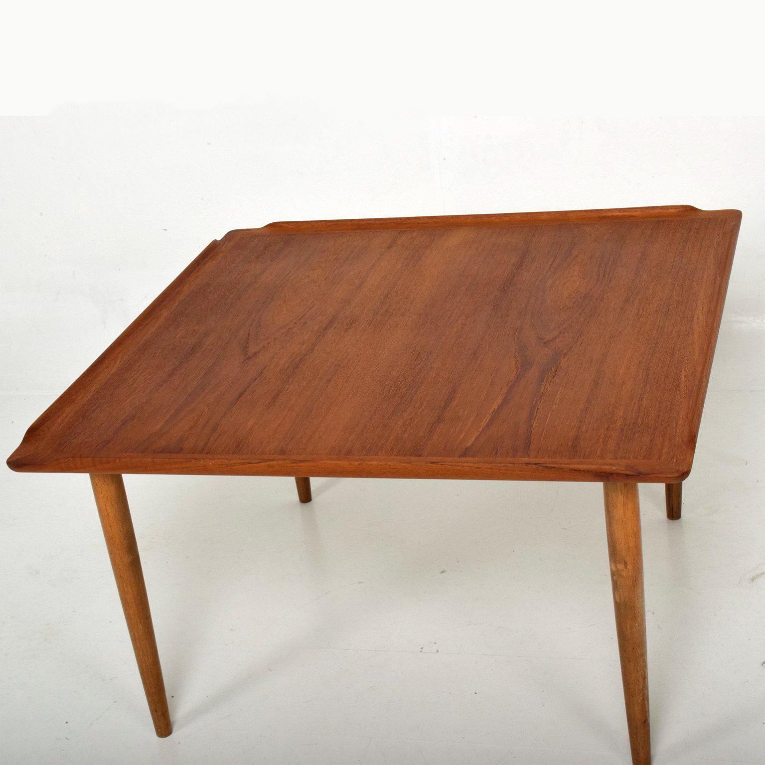 Scandinavian Modern Selig Simple Sculptural Square Scandinavian Teak Coffee Table 1960s