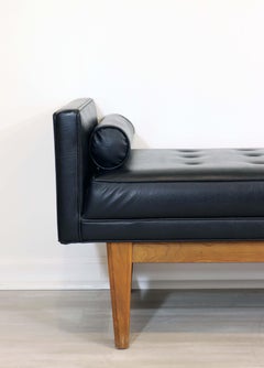 Selig for Englander Naugahyde Bench w Walnut Frame Mid-Century Modern