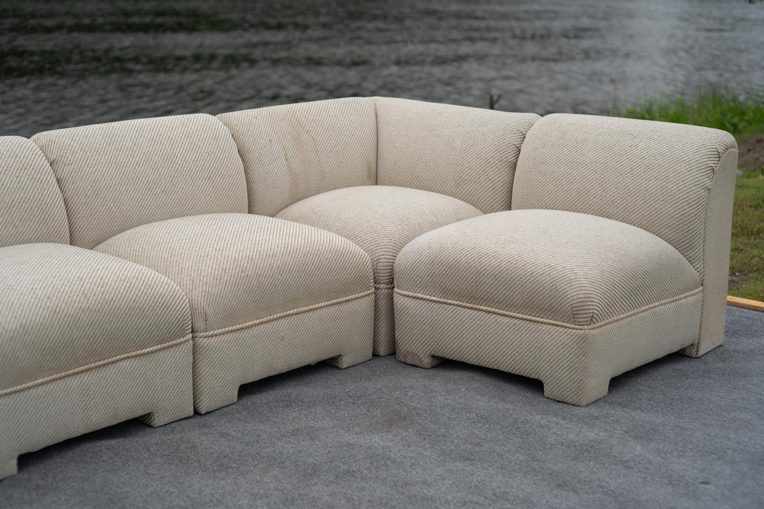Selig Large 7-Piece Sectional or Modular Parsons Sofa Set, Mid-Century Modern For Sale 4