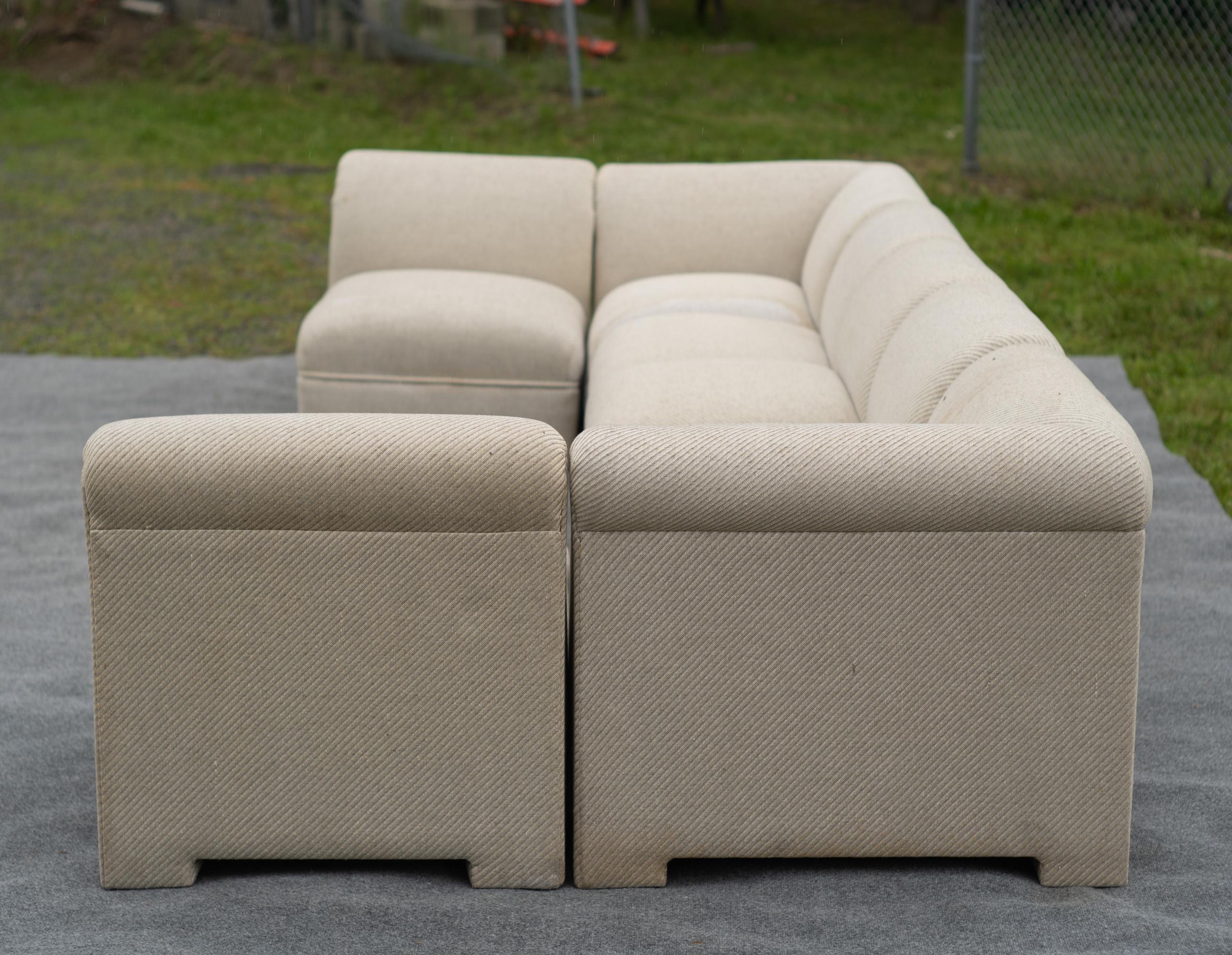 Selig Large 7-Piece Sectional or Modular Parsons Sofa Set, Mid-Century Modern For Sale 8