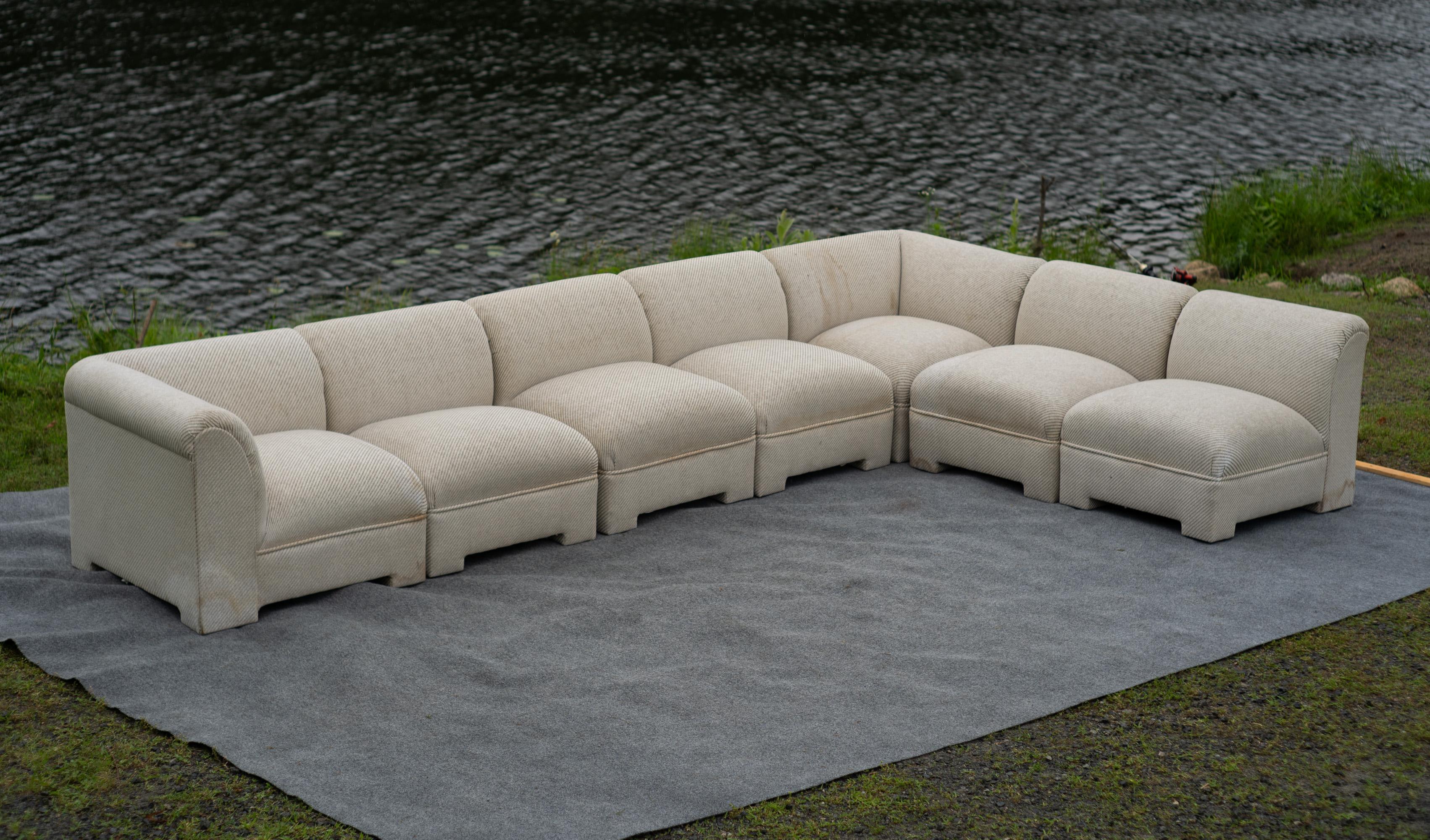 American Selig Large 7-Piece Sectional or Modular Parsons Sofa Set, Mid-Century Modern For Sale