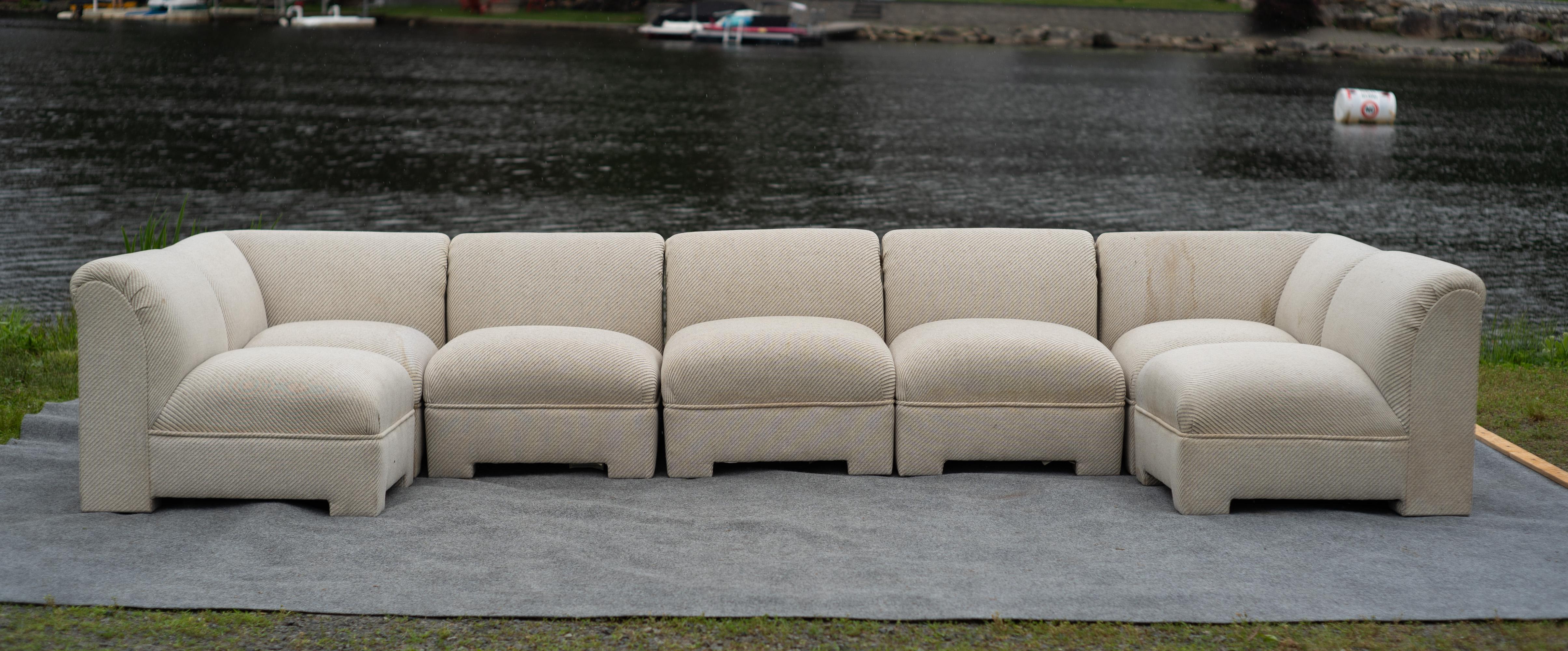 Late 20th Century Selig Large 7-Piece Sectional or Modular Parsons Sofa Set, Mid-Century Modern For Sale