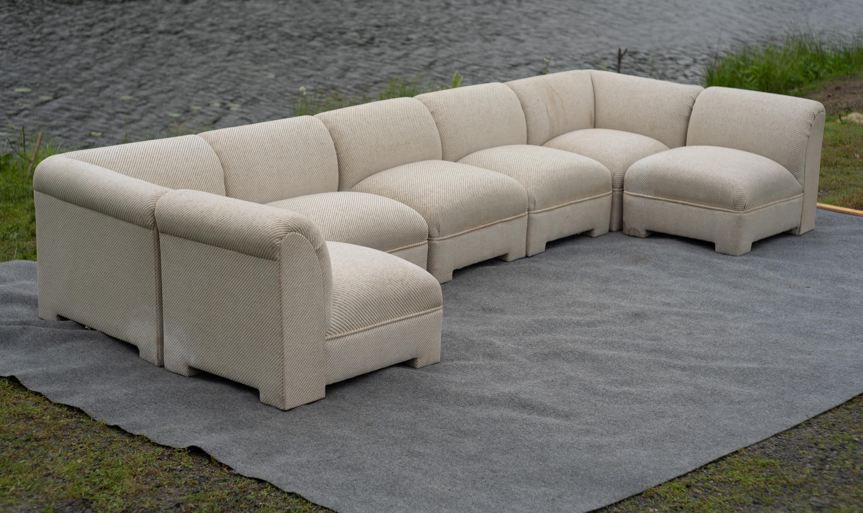 Fabric Selig Large 7-Piece Sectional or Modular Parsons Sofa Set, Mid-Century Modern For Sale