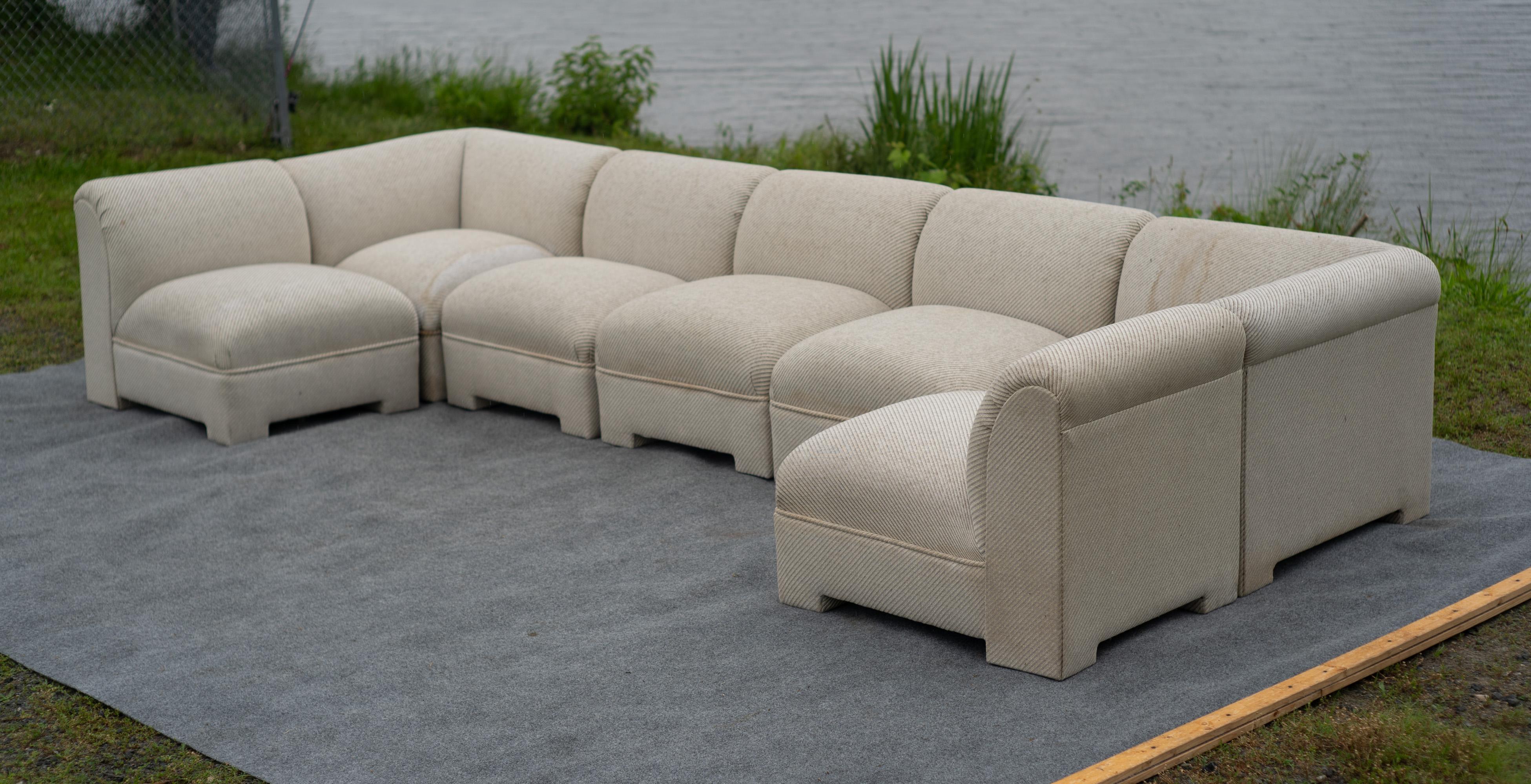 Selig Large 7-Piece Sectional or Modular Parsons Sofa Set, Mid-Century Modern For Sale 1