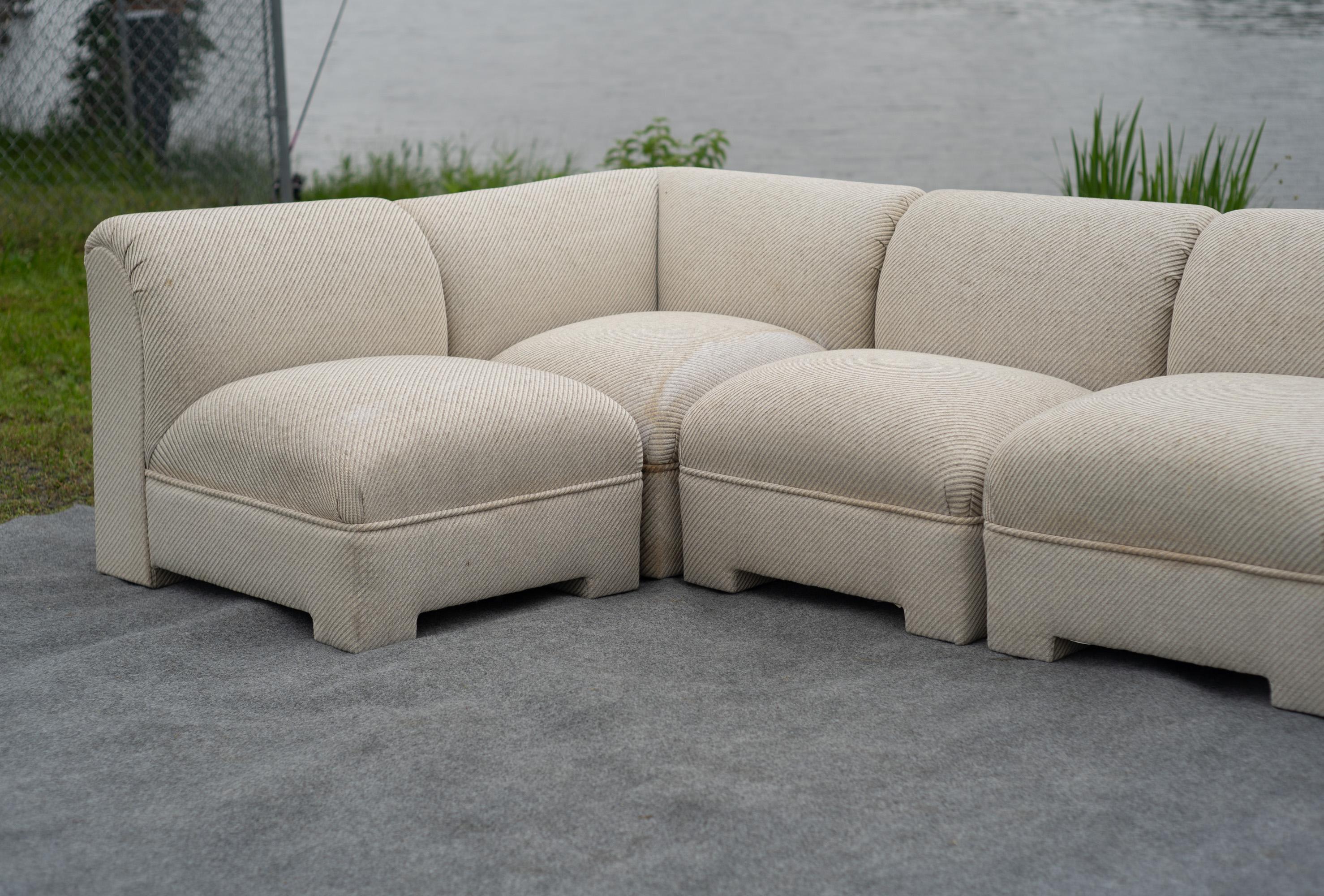 Selig Large 7-Piece Sectional or Modular Parsons Sofa Set, Mid-Century Modern For Sale 2