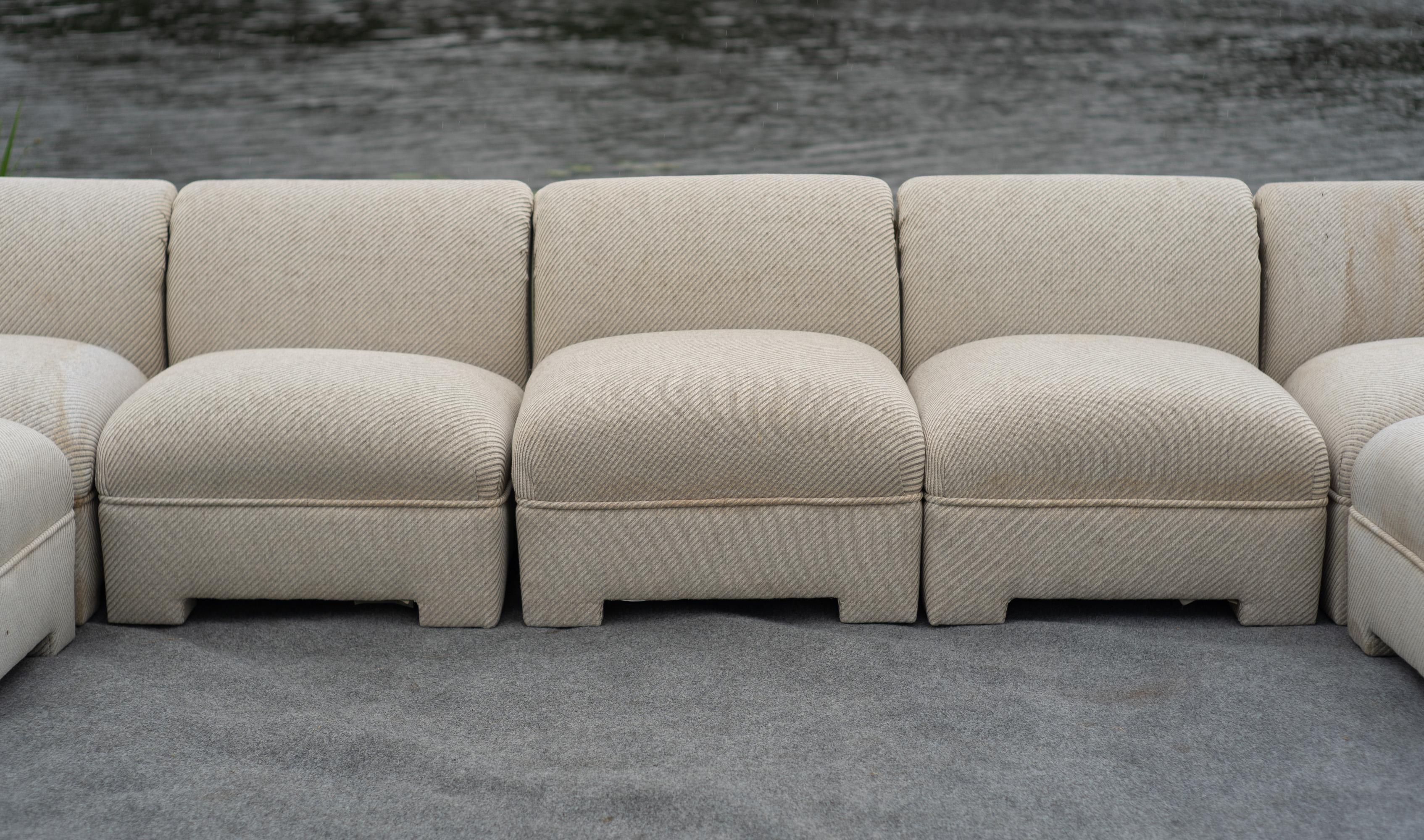 Selig Large 7-Piece Sectional or Modular Parsons Sofa Set, Mid-Century Modern For Sale 3