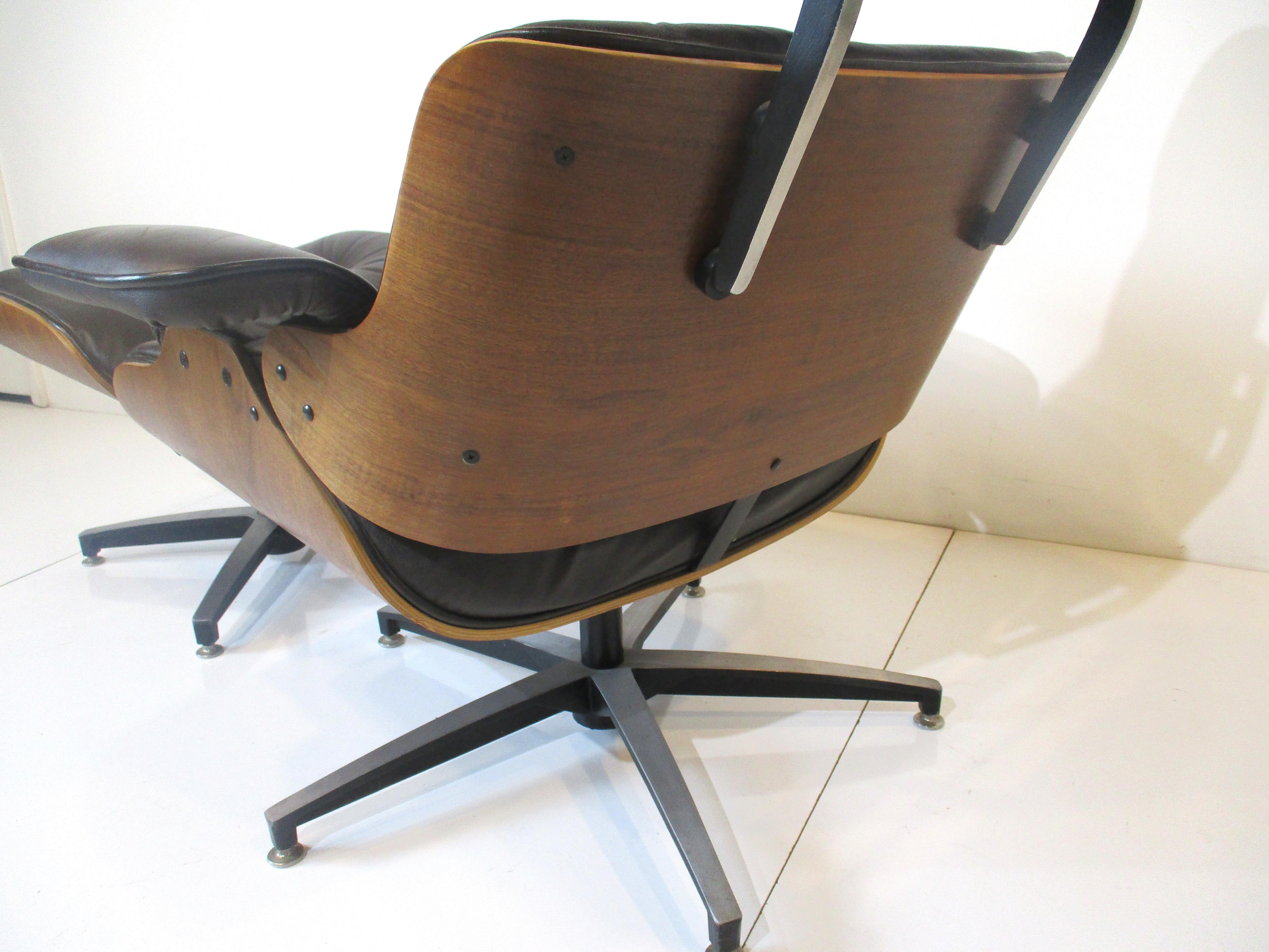 Selig Lounge Chair W/ Ottoman in Chocolate Leather in the Style of Eames 3