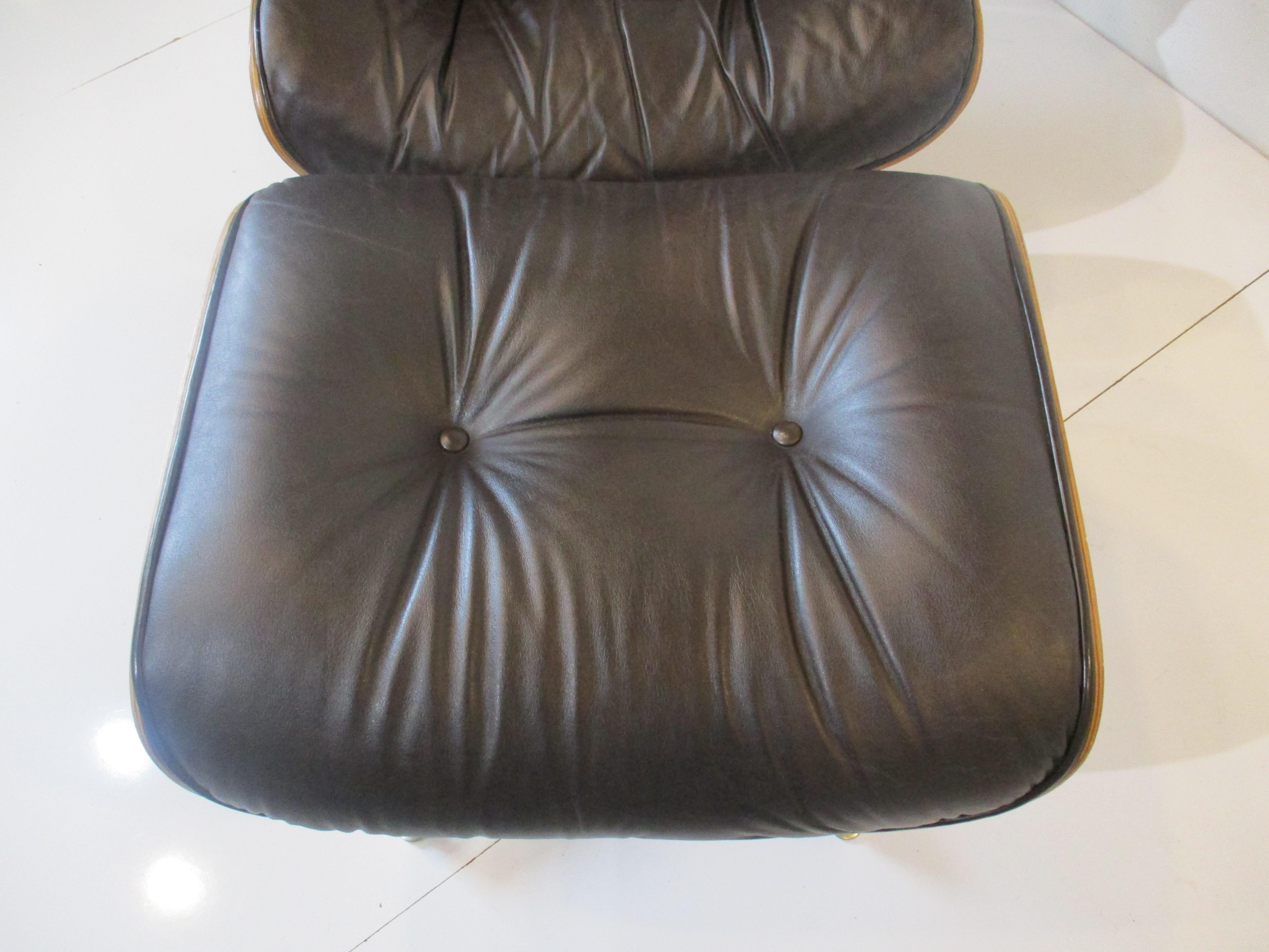 Selig Lounge Chair W/ Ottoman in Chocolate Leather in the Style of Eames 1